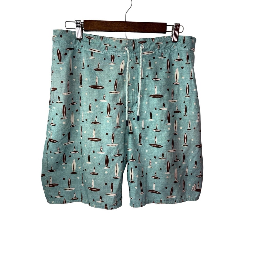 Johnnie-O‎ Board Shorts Mens Large Blue Rowan Half Elastic Stretch Swim Trunks
